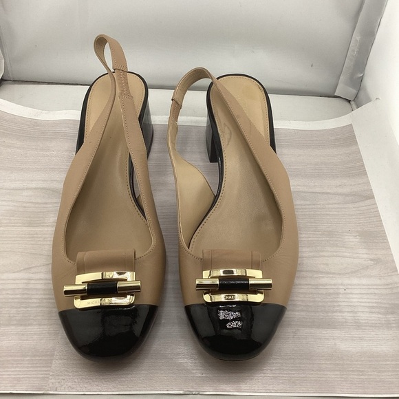 Michael Kors Tan and Black Slingback Heels - Picture 1 of 4